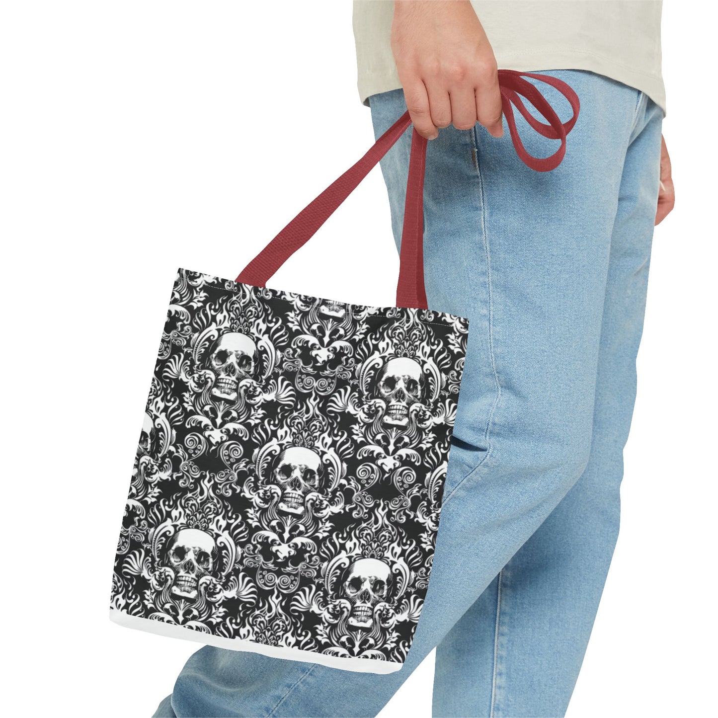 Karma Goodness Designs COLOR ME Doodle Art Collection | Skull Canvas Tote Bag