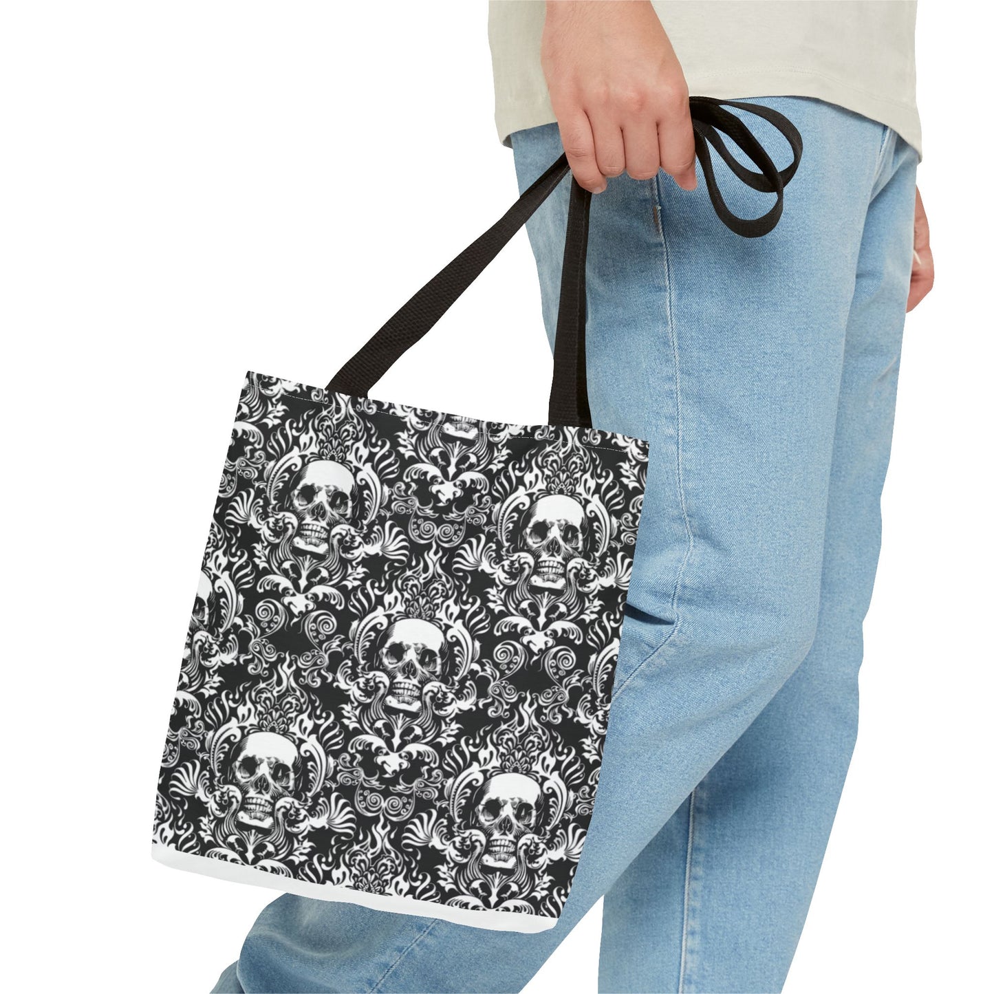 Karma Goodness Designs COLOR ME Doodle Art Collection | Skull Canvas Tote Bag