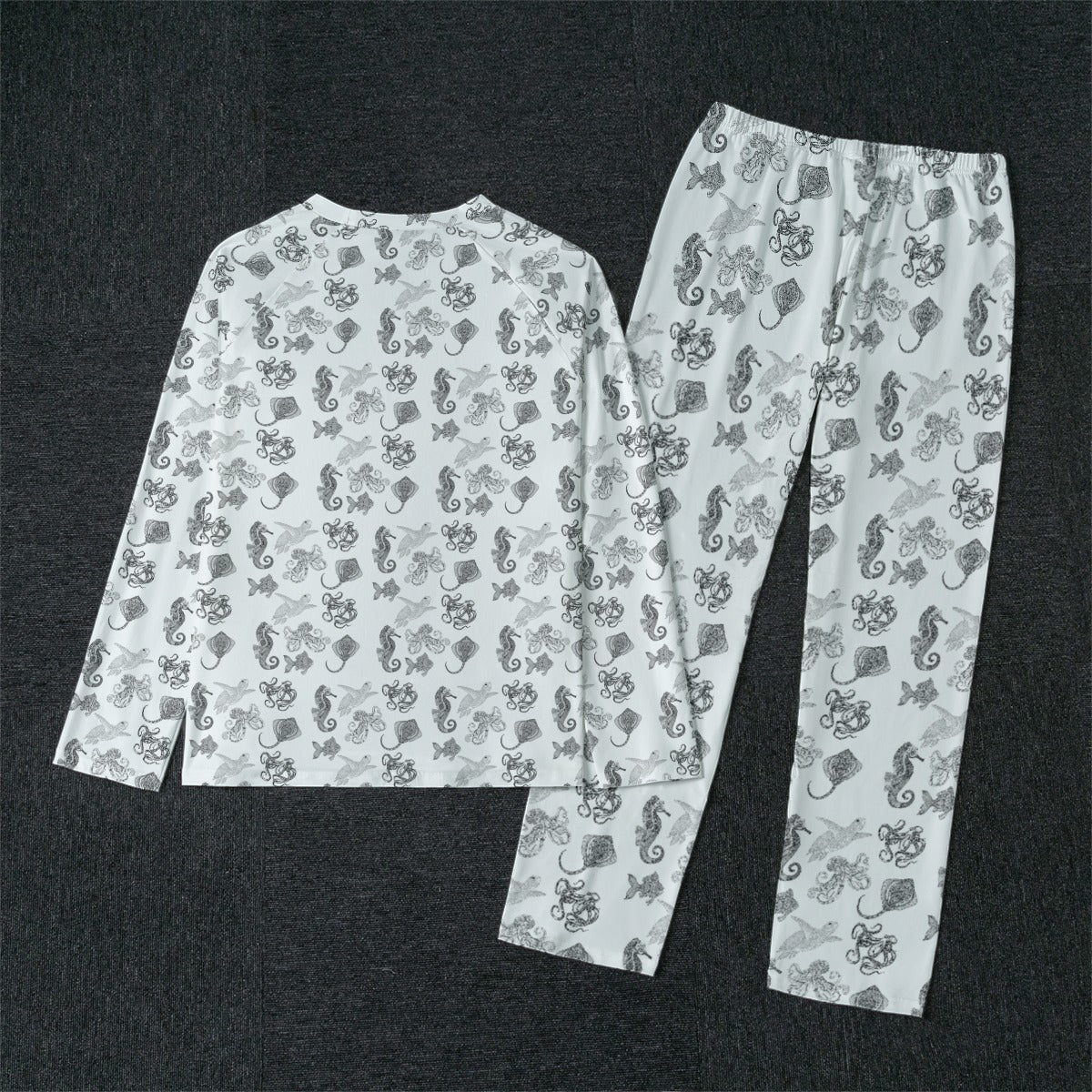 All-Over Print Men's Raglan Sleeve Pajamas With Wide Ankles