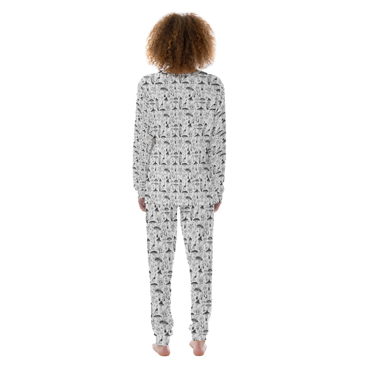 KGD COLOR ME Mushroom Doodle Art Women's Pajamas