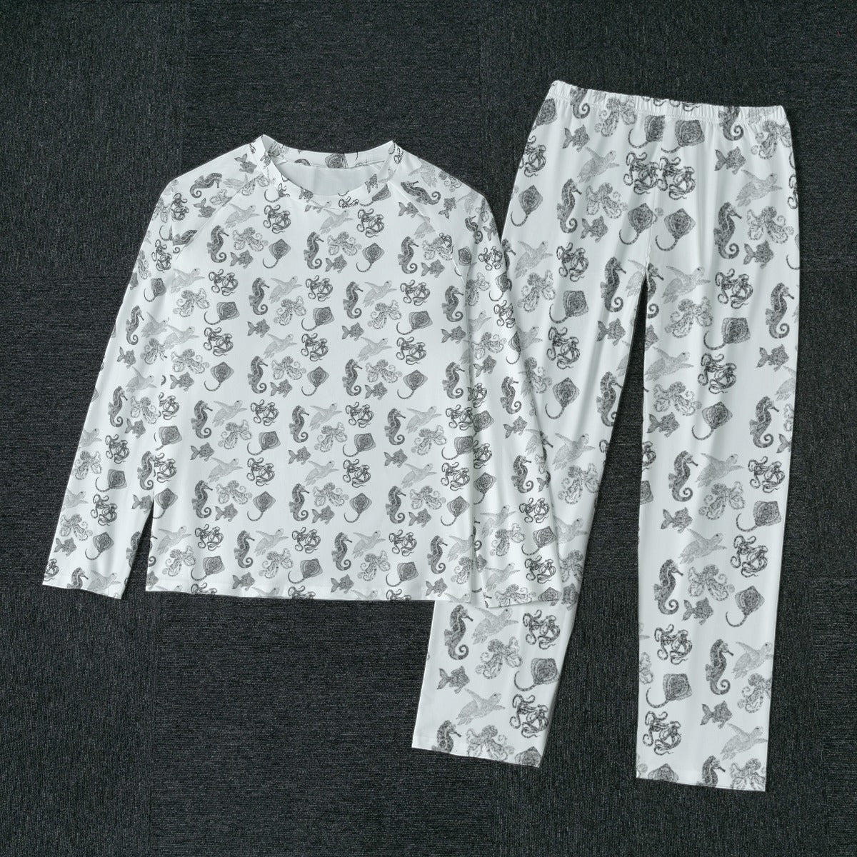 All-Over Print Men's Raglan Sleeve Pajamas With Wide Ankles