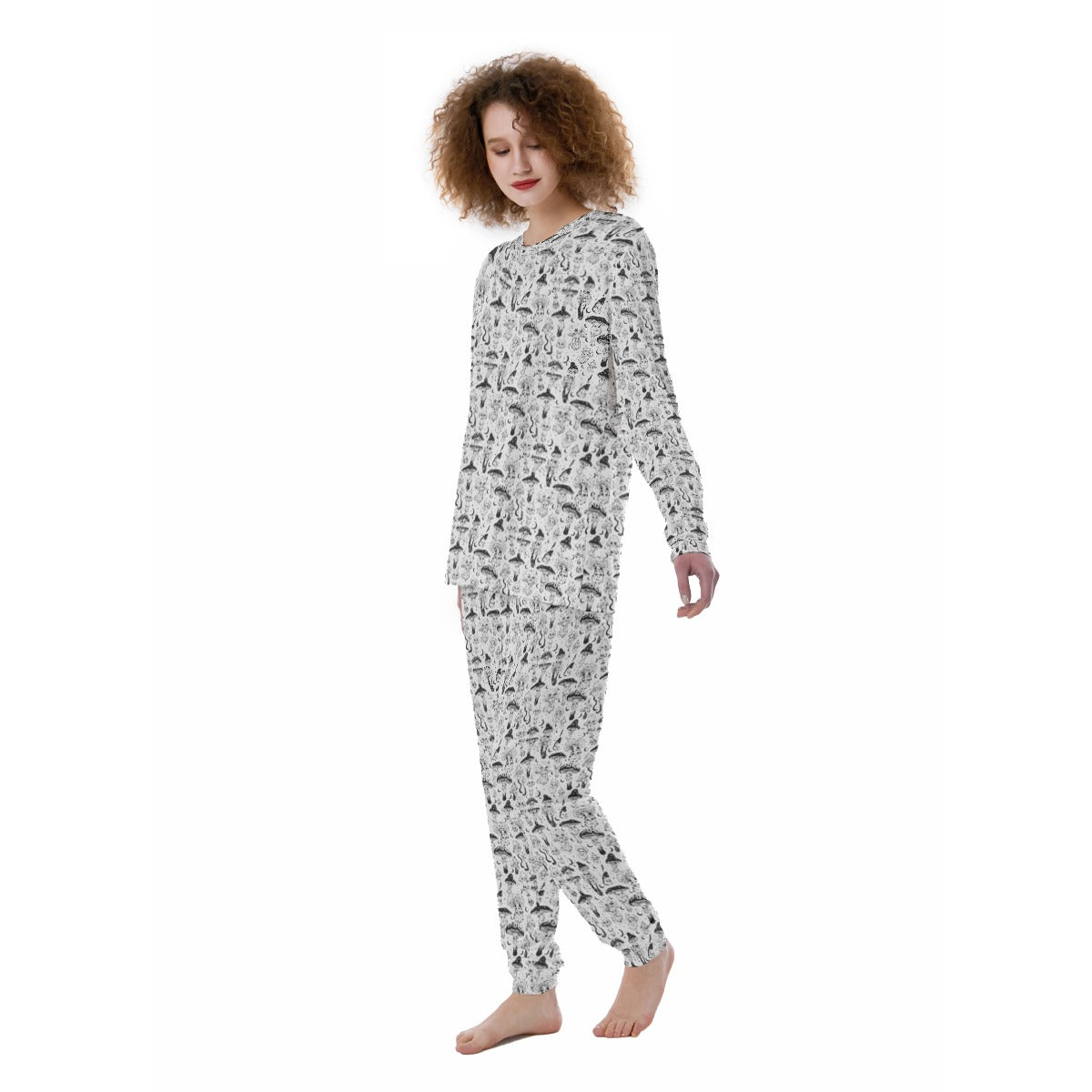 KGD COLOR ME Mushroom Doodle Art Women's Pajamas