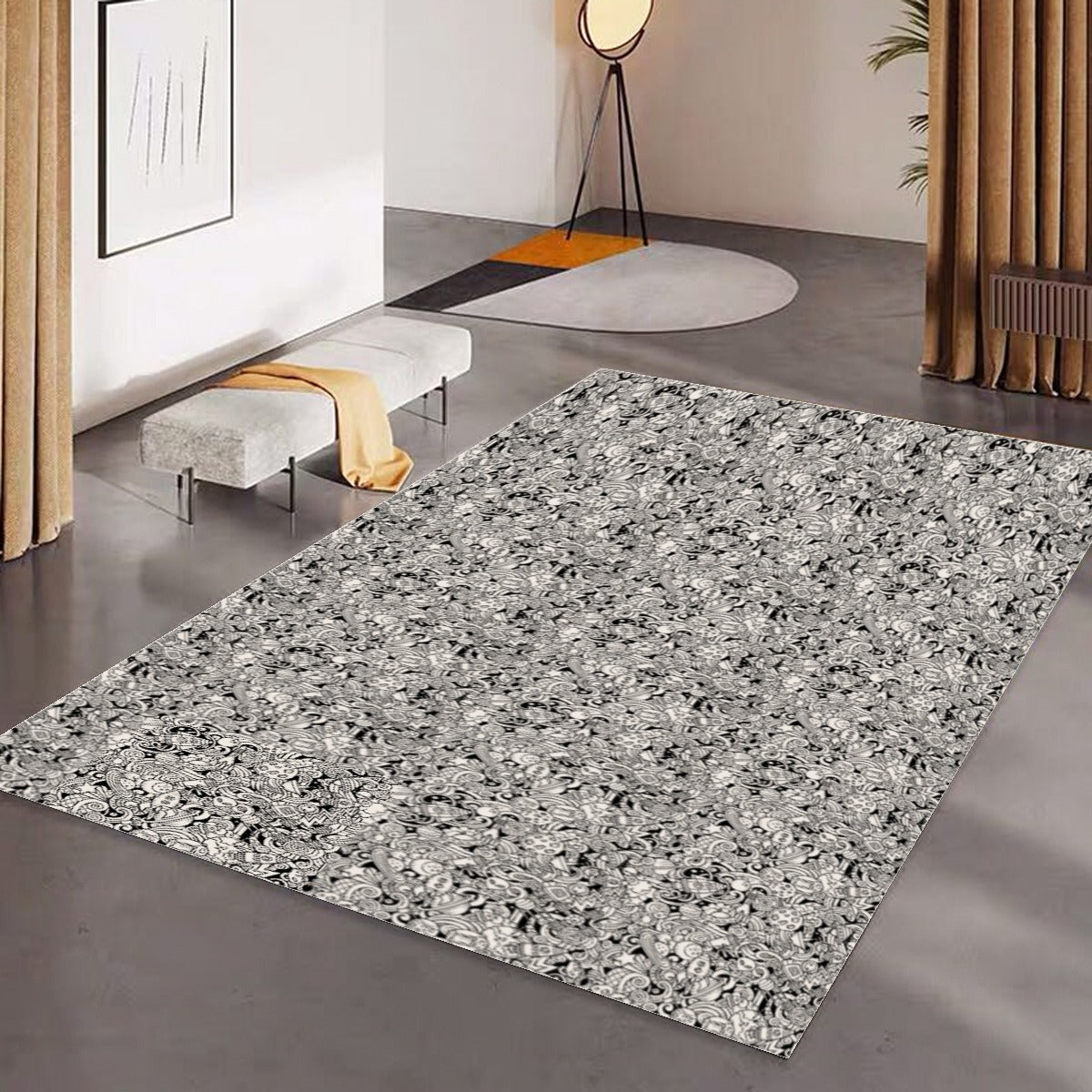KGD COLOR ME Doodle Art Collection Foldable Rectangular Rug