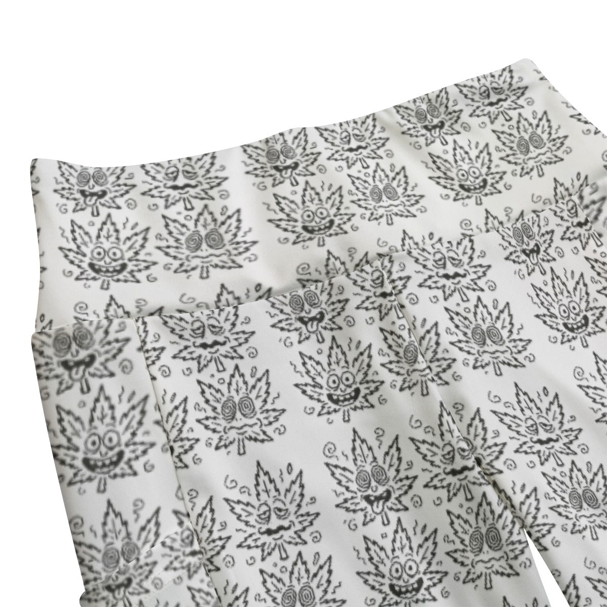 KGD COLOR ME 420 Leaf Doodle Art Women's High Waist Leggings With Side Pocket