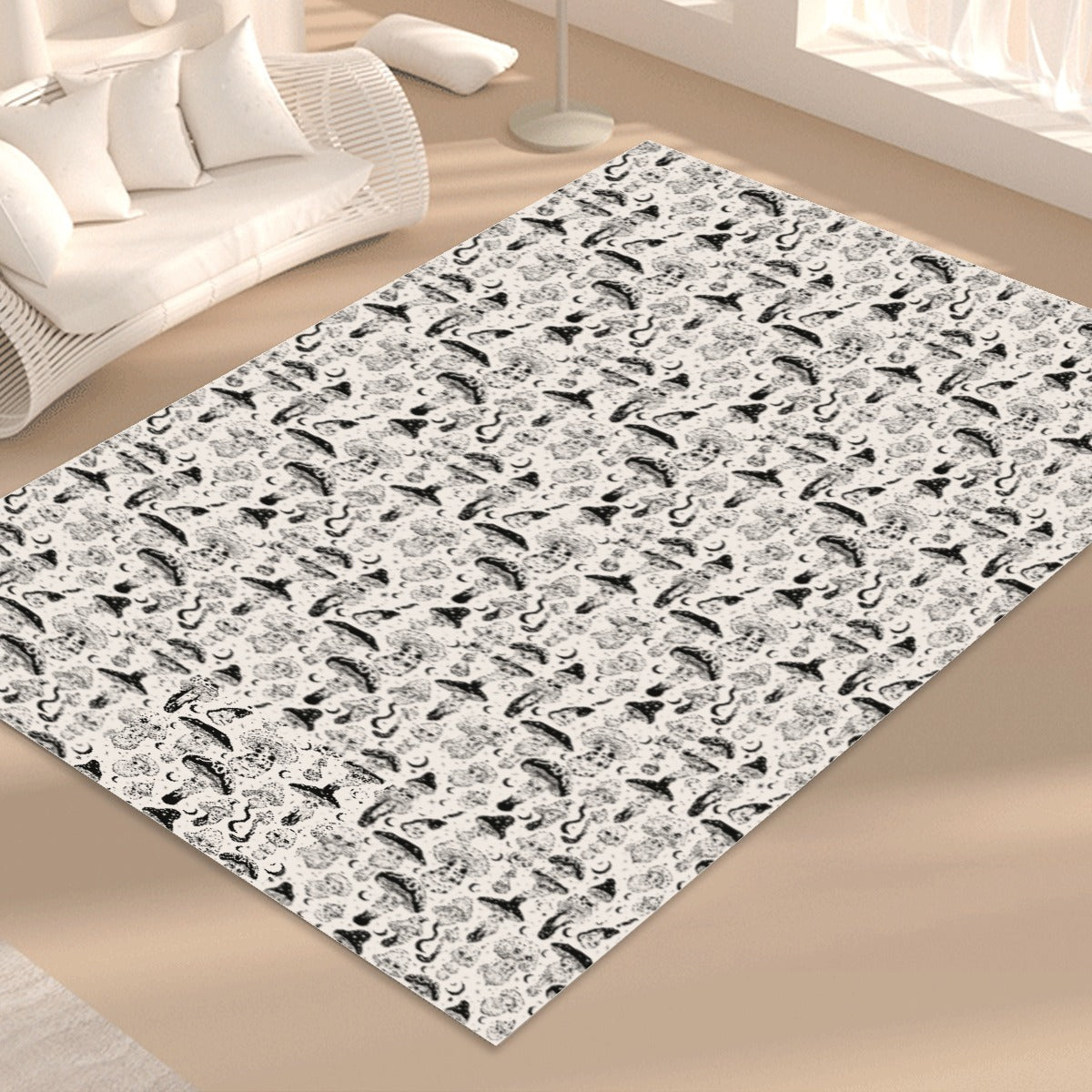 KGD COLOR ME Trippy Mushroom Doodle Art Collection Foldable Rectangular Rug