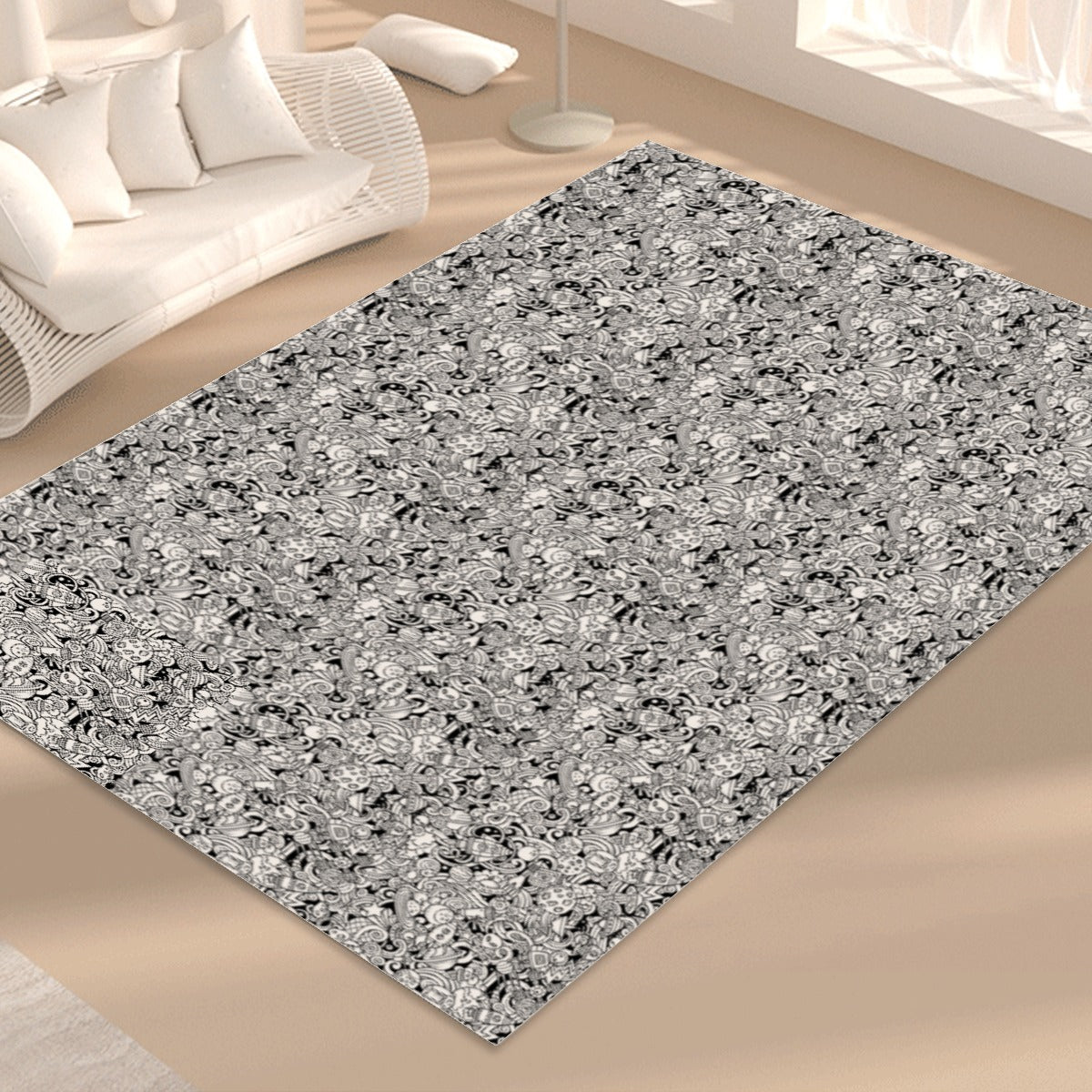 KGD COLOR ME Doodle Art Collection Foldable Rectangular Rug