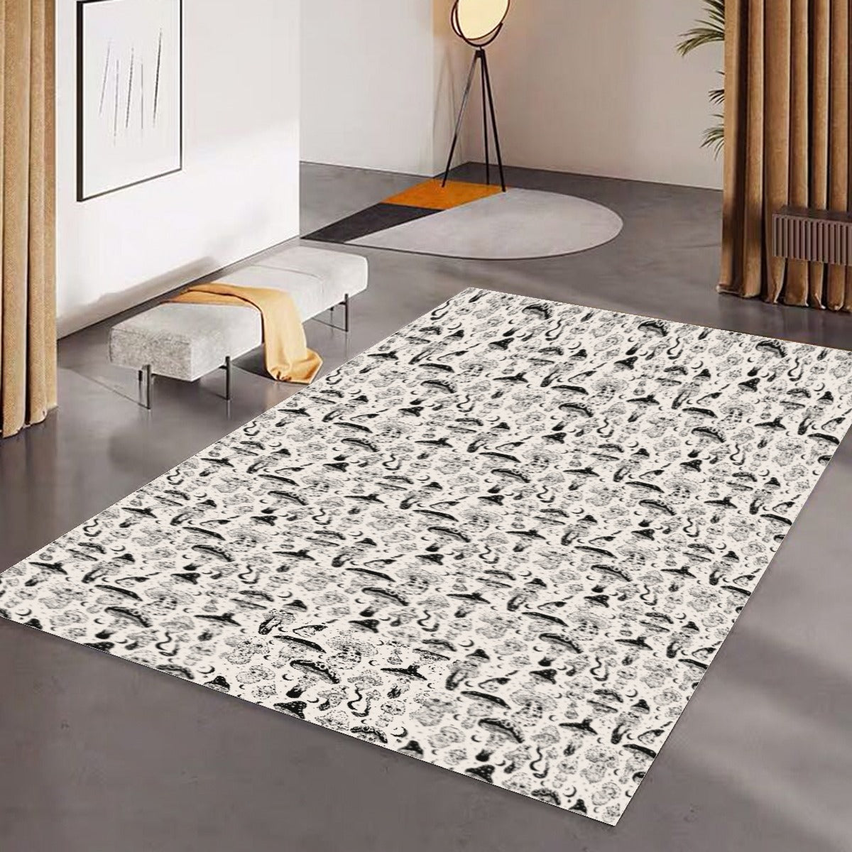 KGD COLOR ME Trippy Mushroom Doodle Art Collection Foldable Rectangular Rug