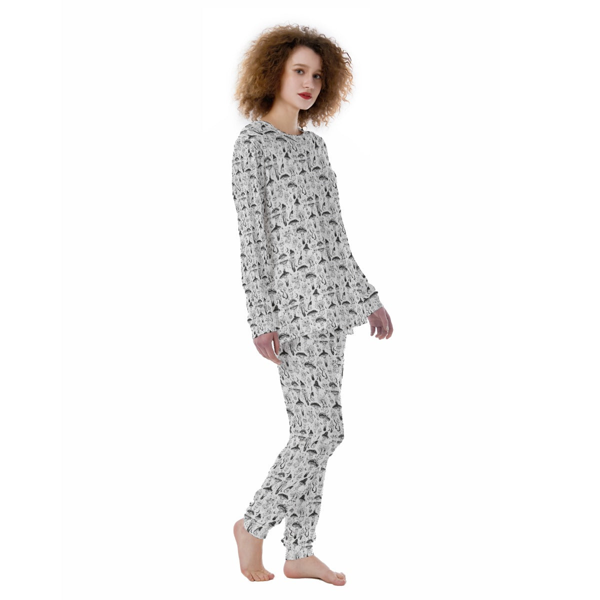 KGD COLOR ME Mushroom Doodle Art Women's Pajamas