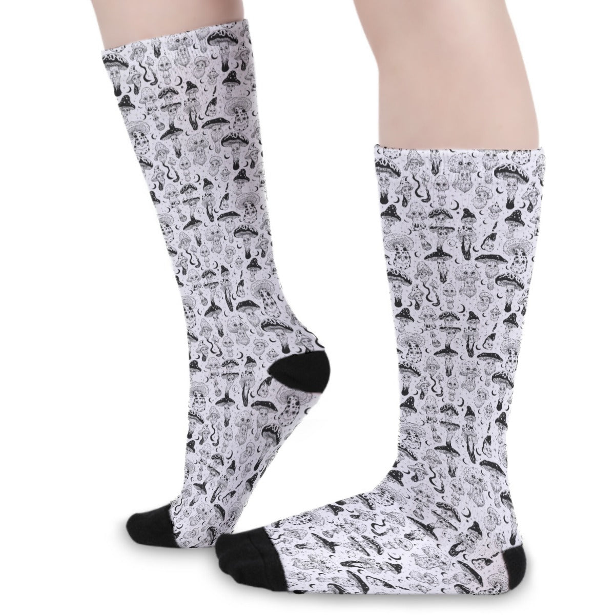 KGD COLOR ME Trippy Mushroom Doodle Art Collection Unisex Long Socks
