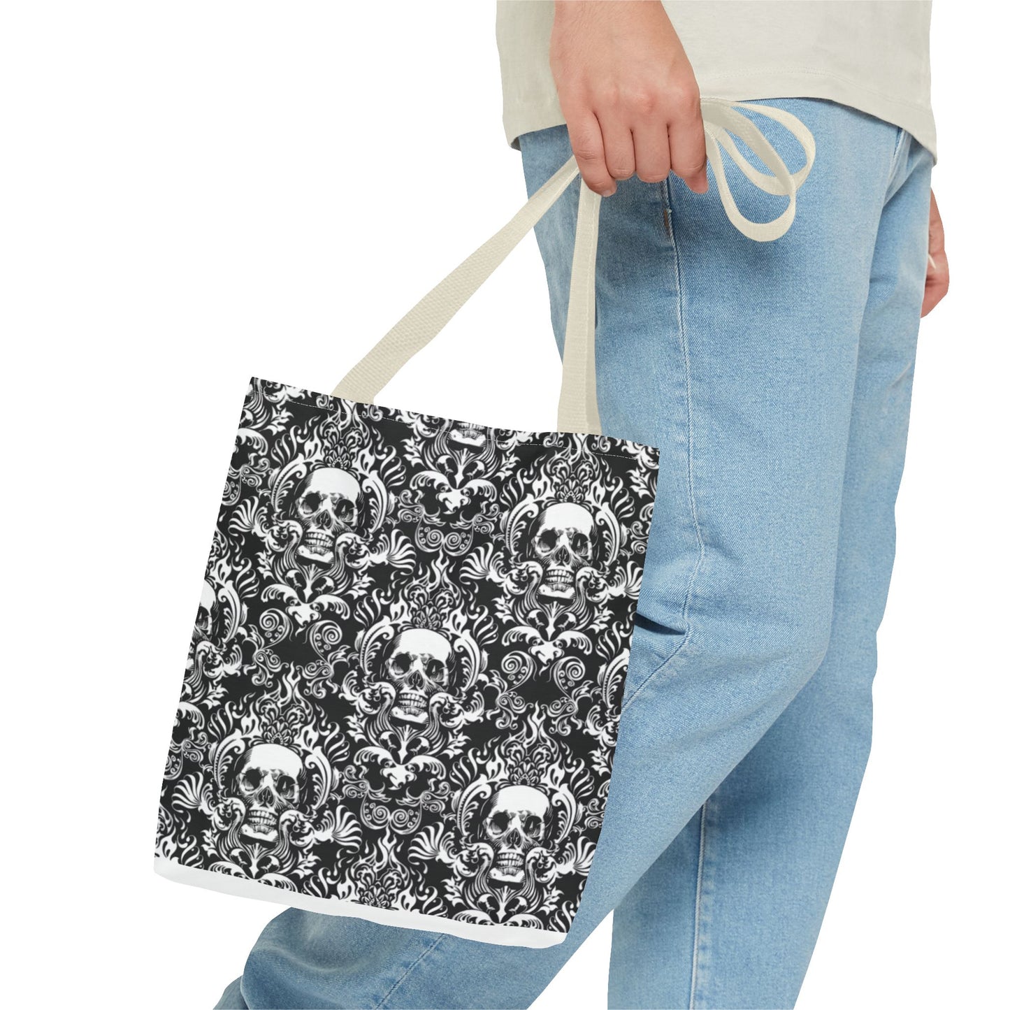 Karma Goodness Designs COLOR ME Doodle Art Collection | Skull Canvas Tote Bag