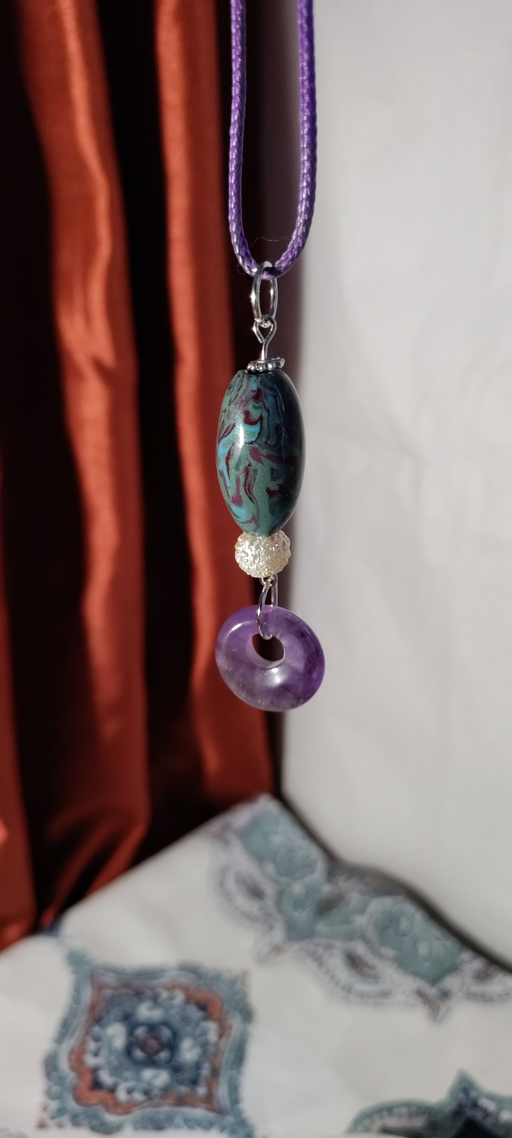 Clay and Stone Pendant Necklaces  from Karma Goodness Designs