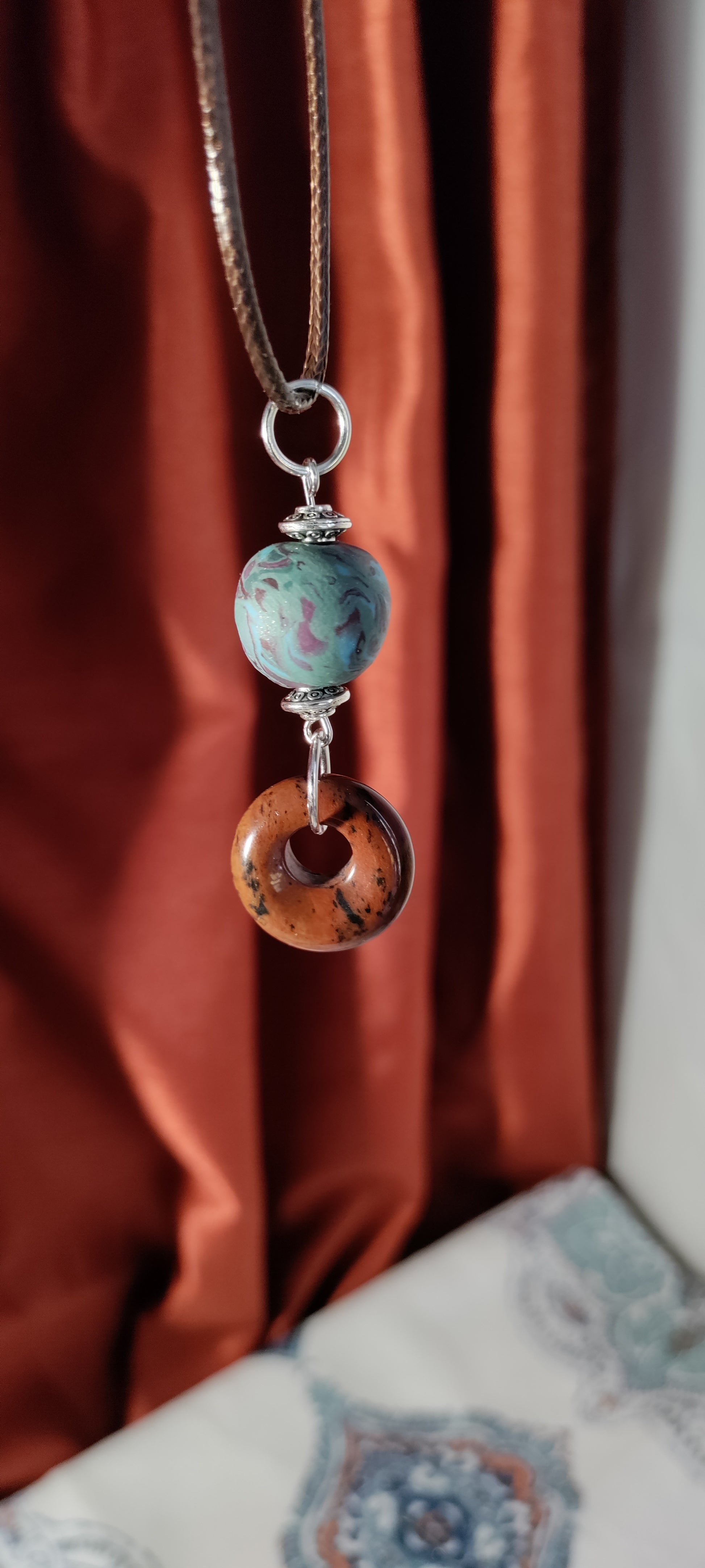 Clay and Stone Pendant Necklaces  from Karma Goodness Designs