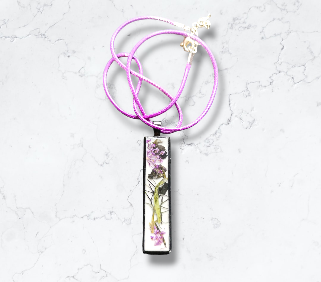 Dried Flowers (Resin) Necklaces Pendant from Karma Goodness Designs