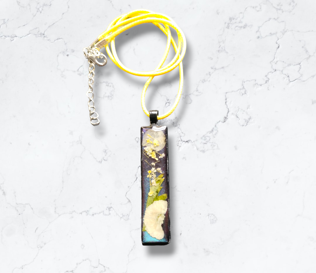 Dried Flowers (Resin) Necklaces Pendant from Karma Goodness Designs