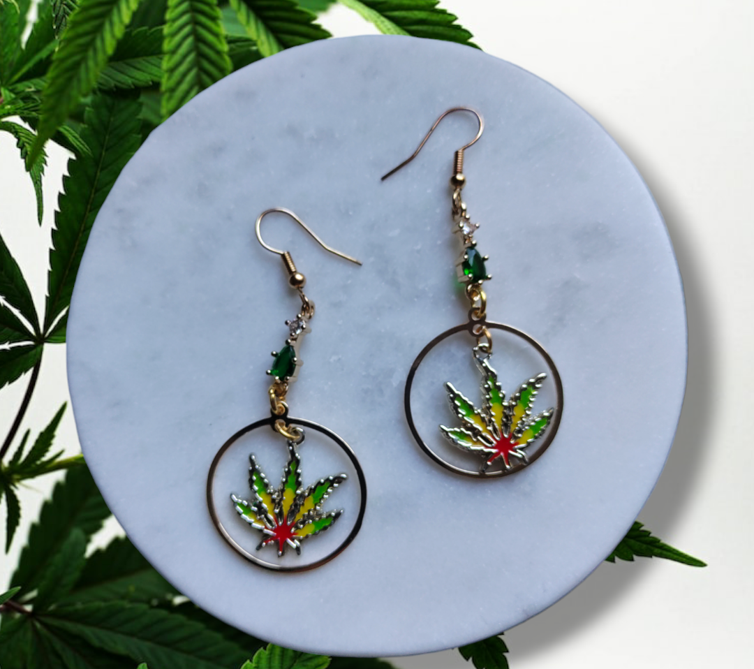 420 Leaf (Enamel) - Premium earrings from Karma Goodness Designs - Just $10! Shop now at Karma Goodness Designs