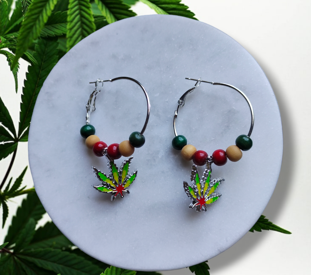 Cannabis Inspired Leaf (Enamel) earrings from Karma Goodness Designs