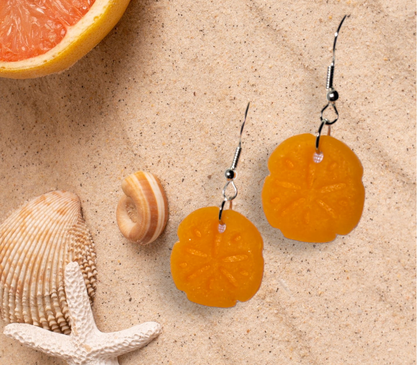Faux Sand Dollar Earrings