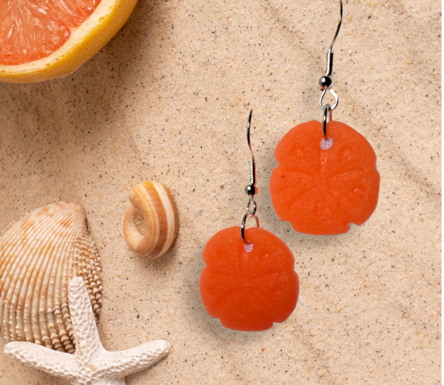 Faux Sand Dollar Earrings Dangle Earrings from Karma Goodness Designs