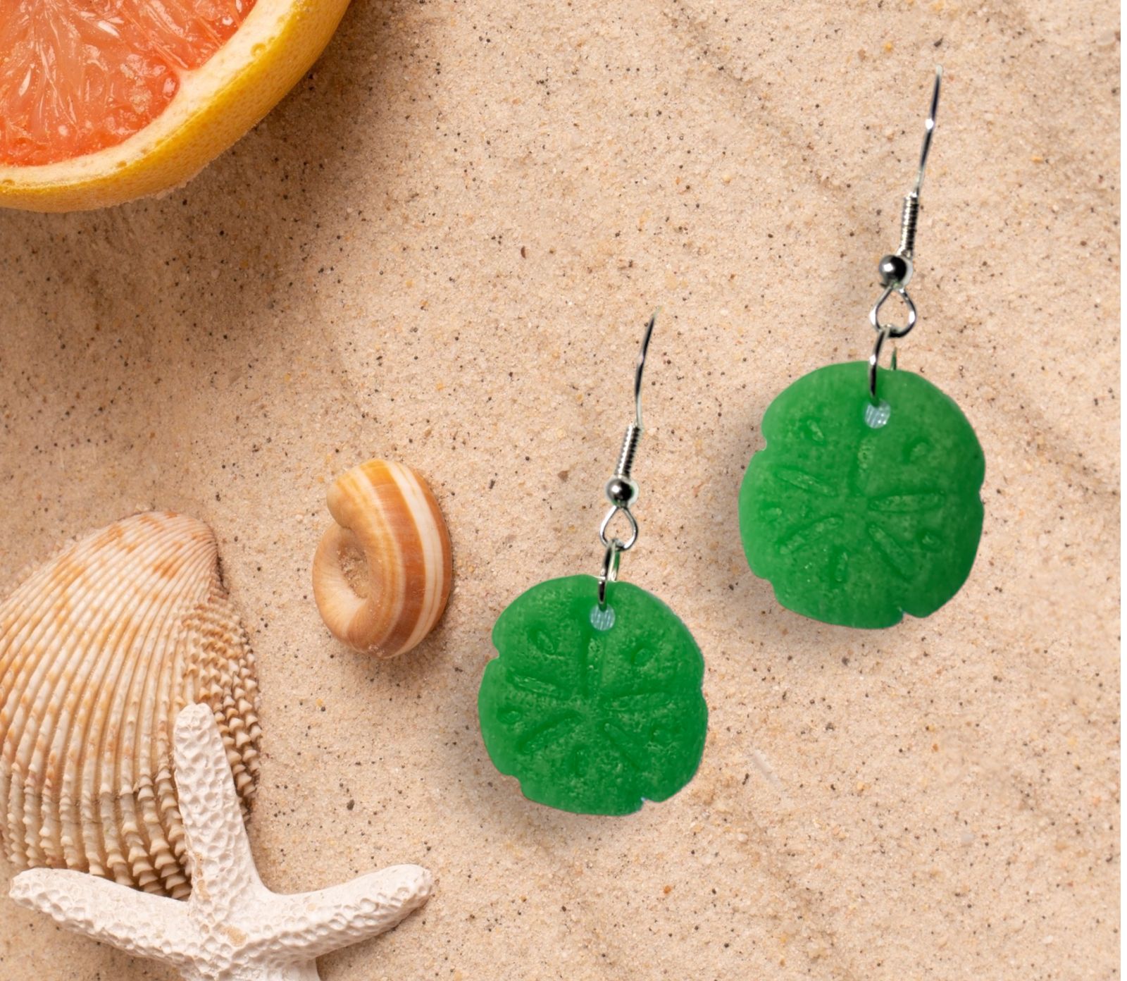 Faux Sand Dollar Earrings Dangle Earrings from Karma Goodness Designs