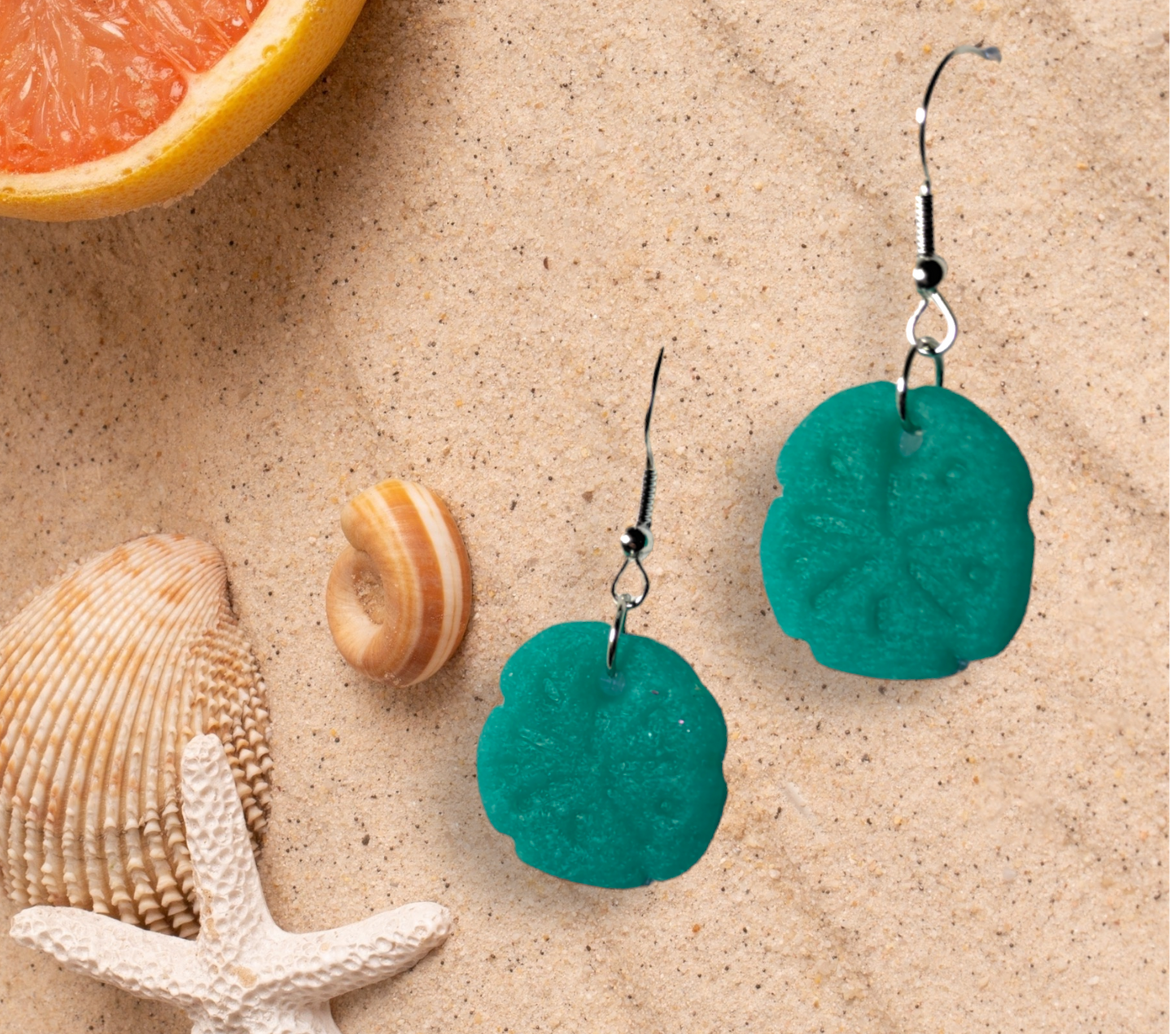 Faux Sand Dollar Earrings Dangle Earrings from Karma Goodness Designs