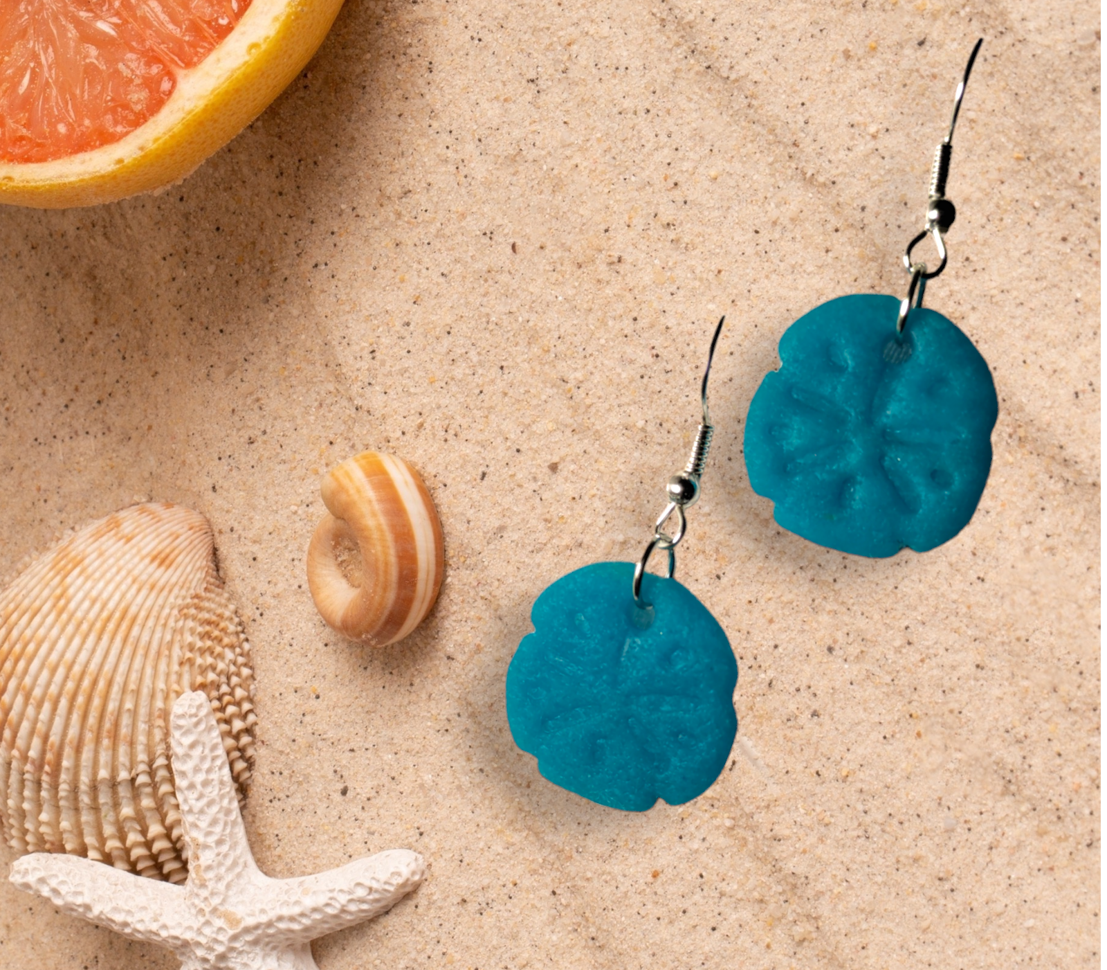 Faux Sand Dollar Earrings Dangle Earrings from Karma Goodness Designs