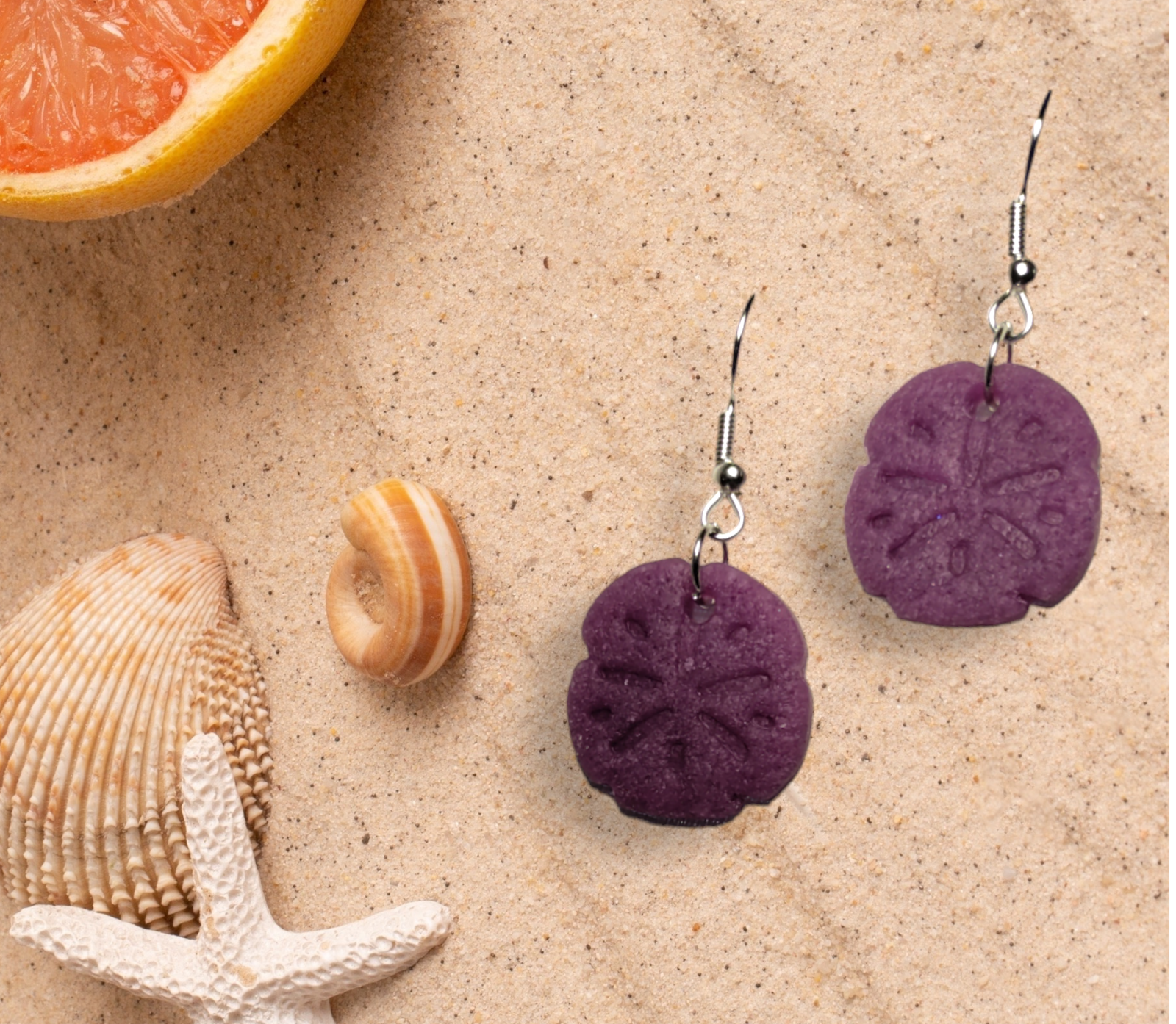 Faux Sand Dollar Earrings Dangle Earrings from Karma Goodness Designs