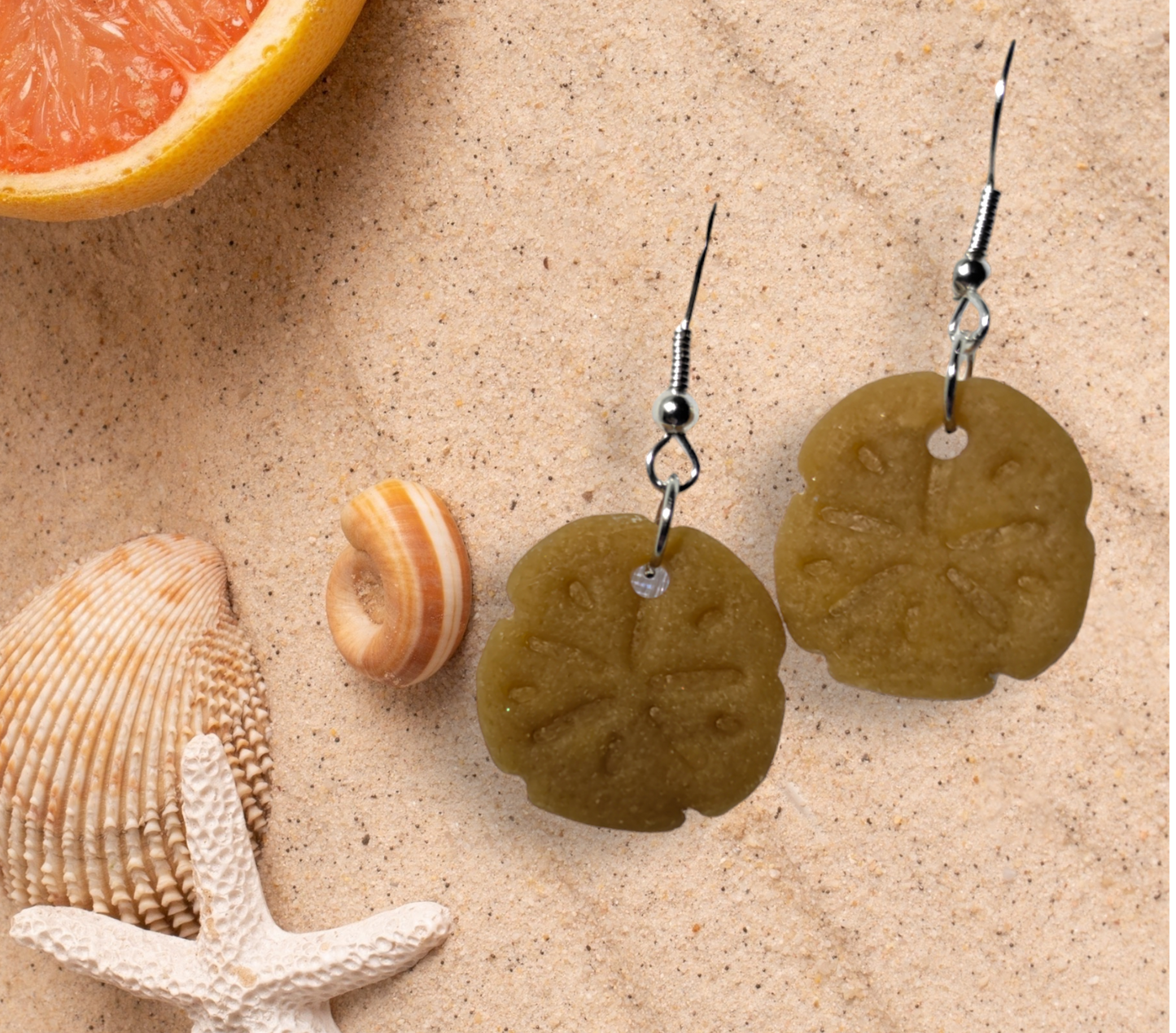 Faux Sand Dollar Earrings Dangle Earrings from Karma Goodness Designs
