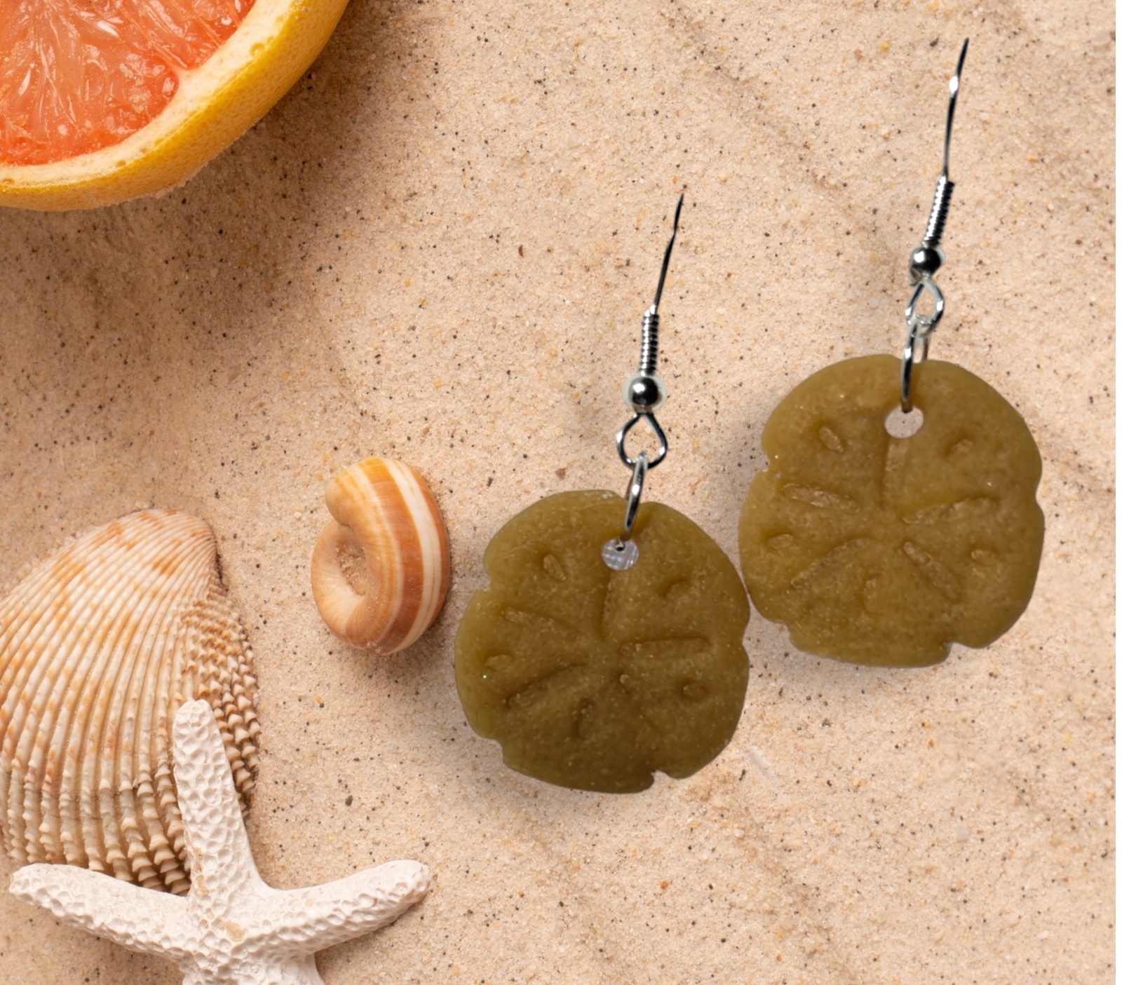 Faux Sand Dollar Earrings Dangle Earrings from Karma Goodness Designs