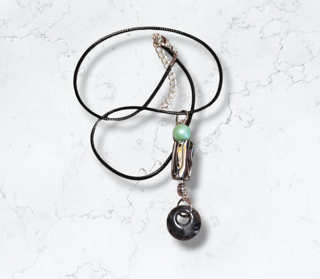 Clay and Stone Pendant Necklaces  from Karma Goodness Designs
