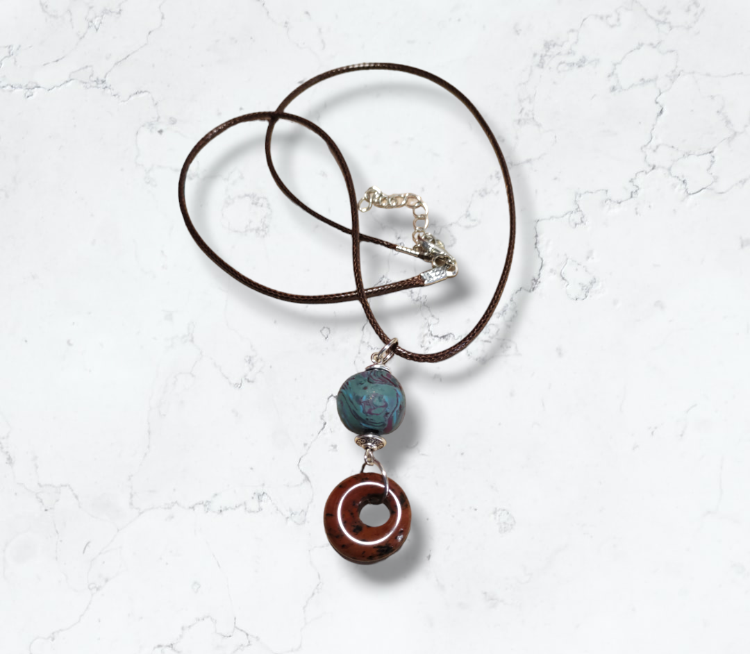 Clay and Stone Pendant  from Karma Goodness Designs