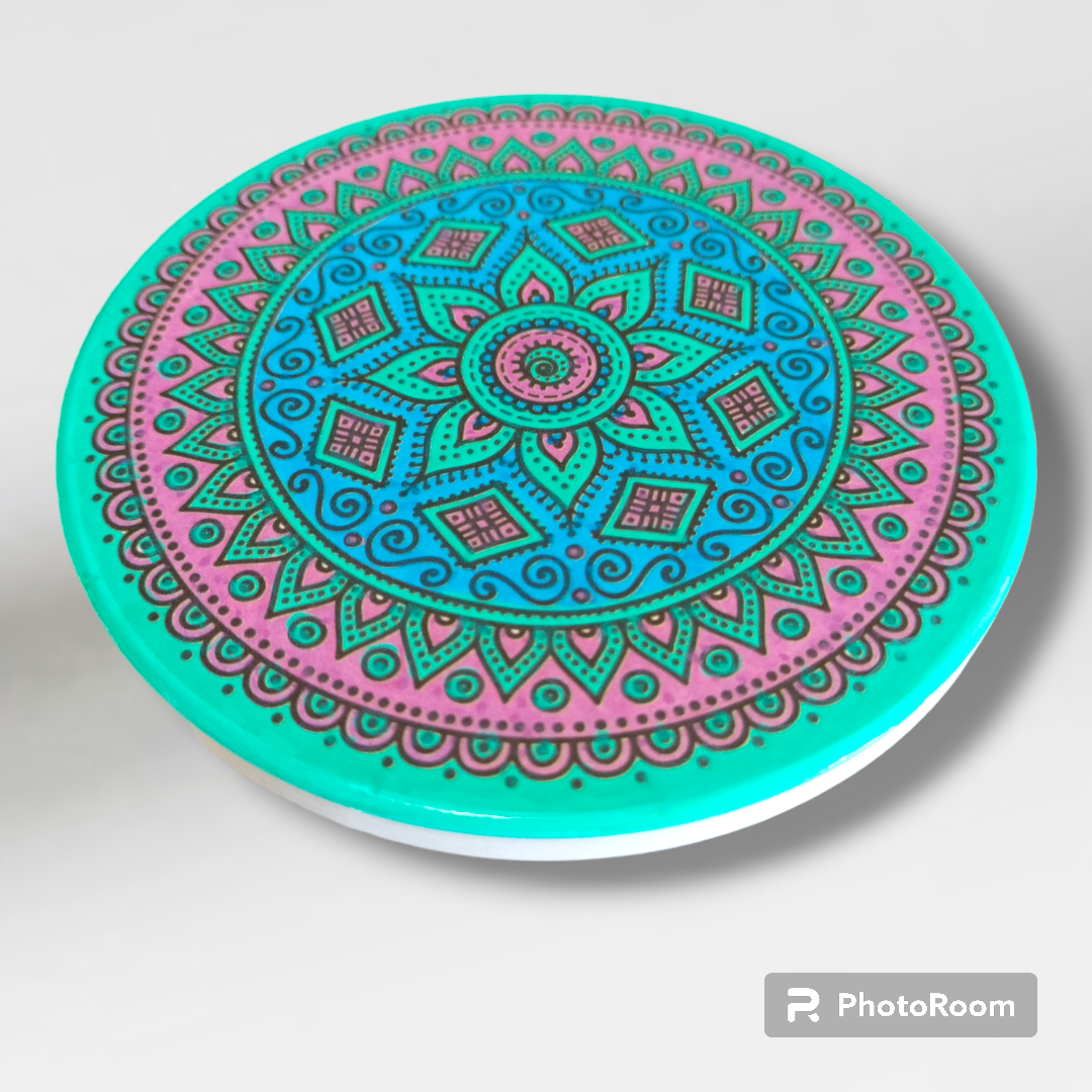 Hand Painted Artisan Mandela Coasters  from Karma Goodness Designs
