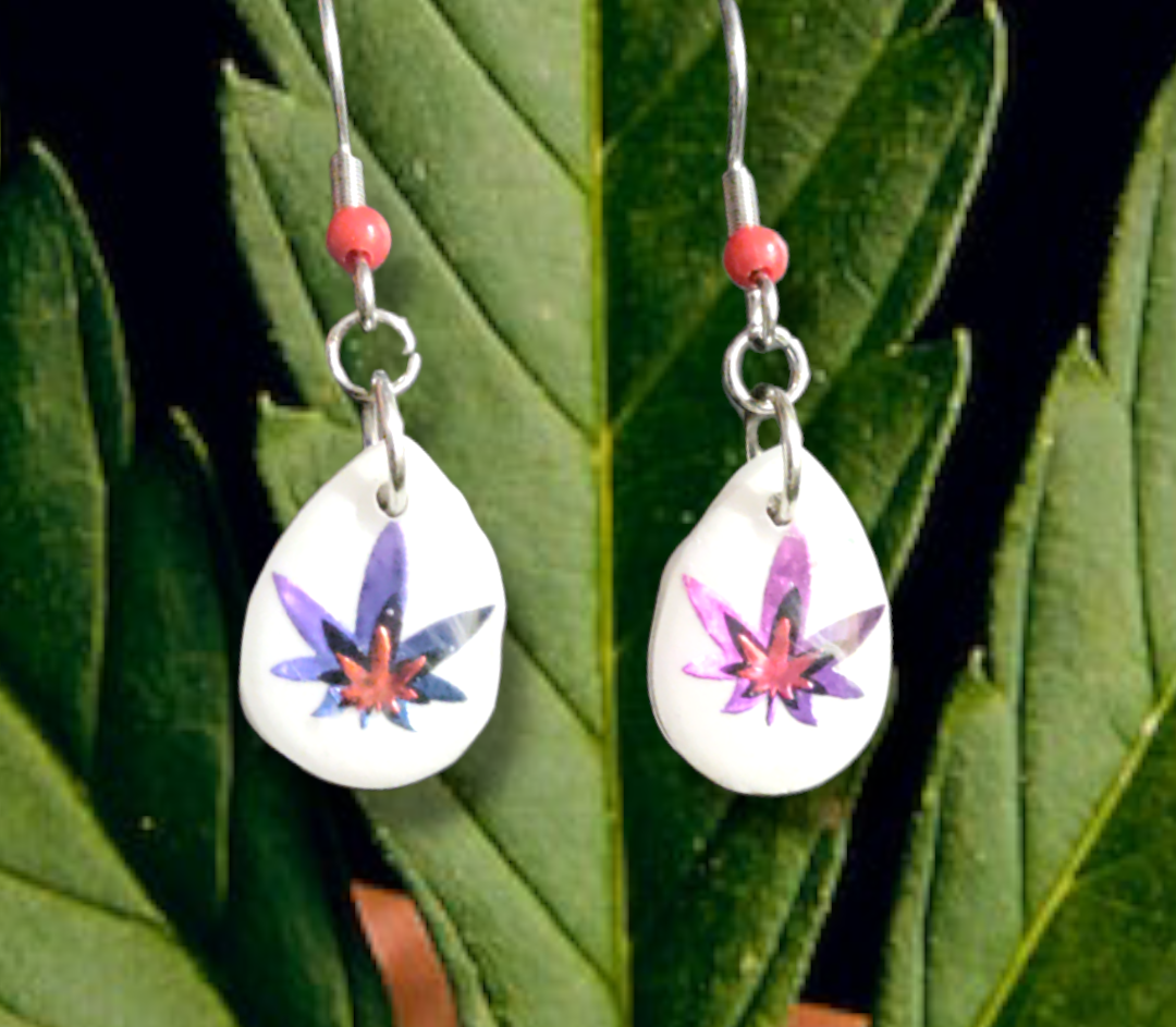 420 Leaf Teardrop earrings from Karma Goodness Designs