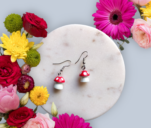 Mushroom Resin Charms earrings from Karma Goodness Designs