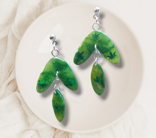 Cannabis Inspired Leaf Clay Green on Green Collection  from Karma Goodness Designs