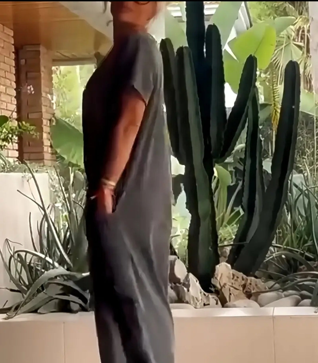 Women's Solid V-Neck Baggy Romper with Pockets  from Karma Goodness Designs