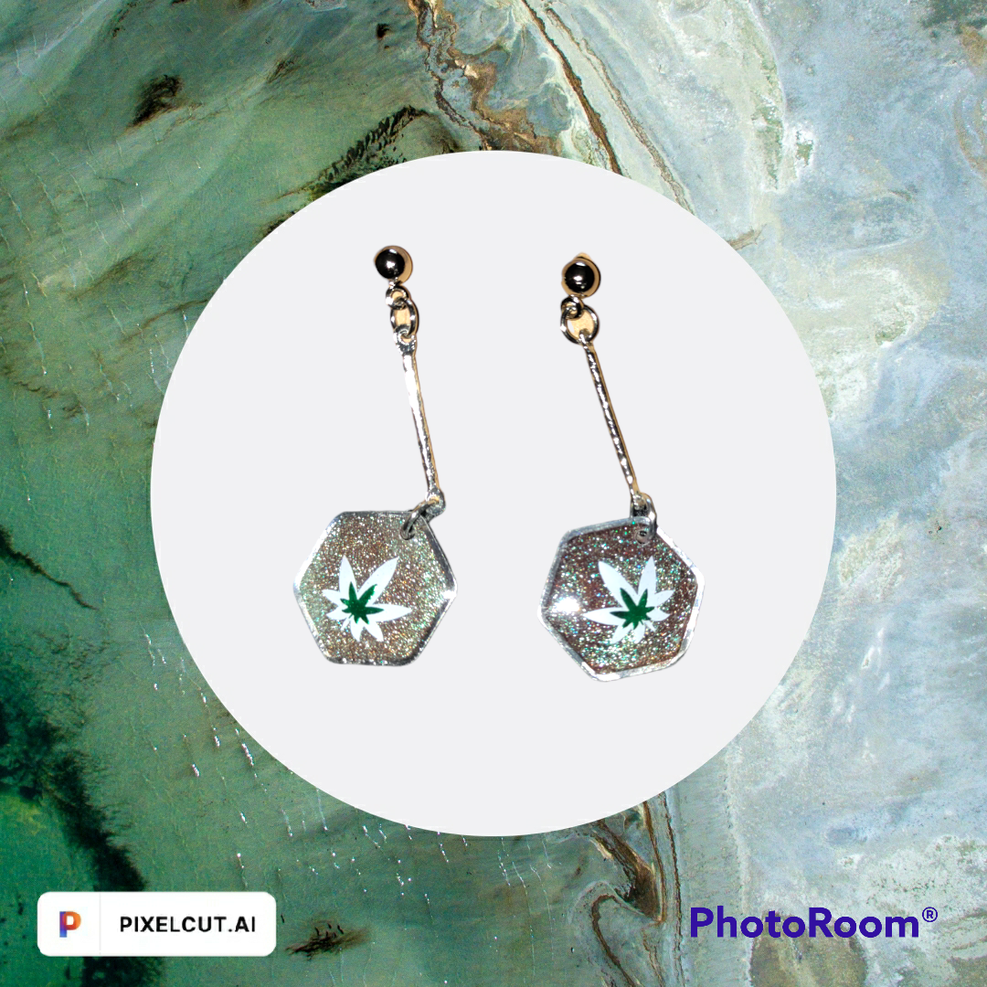 Cannabis Inspired RESIN Earrings earrings from Karma Goodness Designs