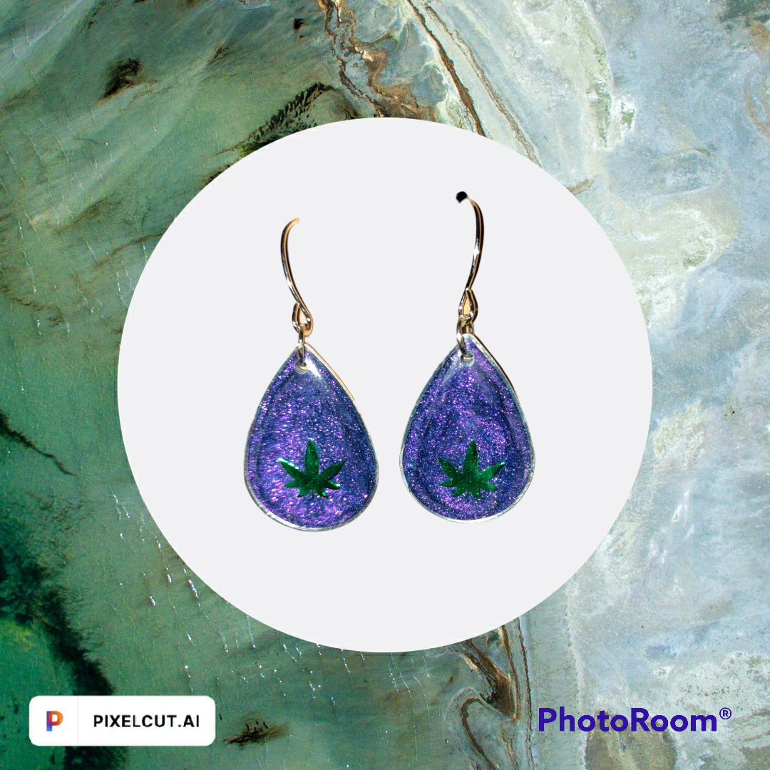 Cannabis Inspired RESIN Earrings earrings from Karma Goodness Designs