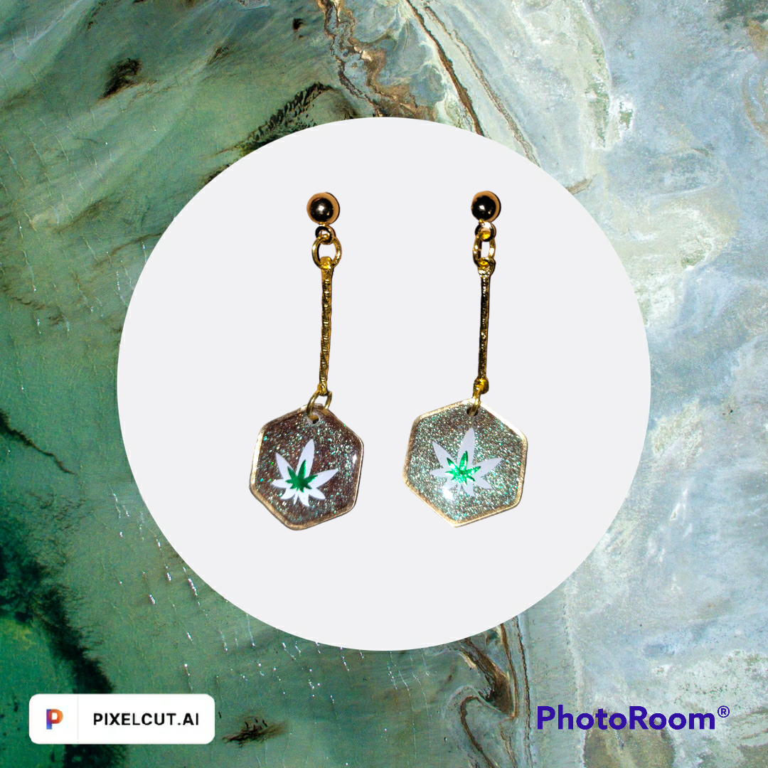 Cannabis Inspired RESIN Earrings earrings from Karma Goodness Designs