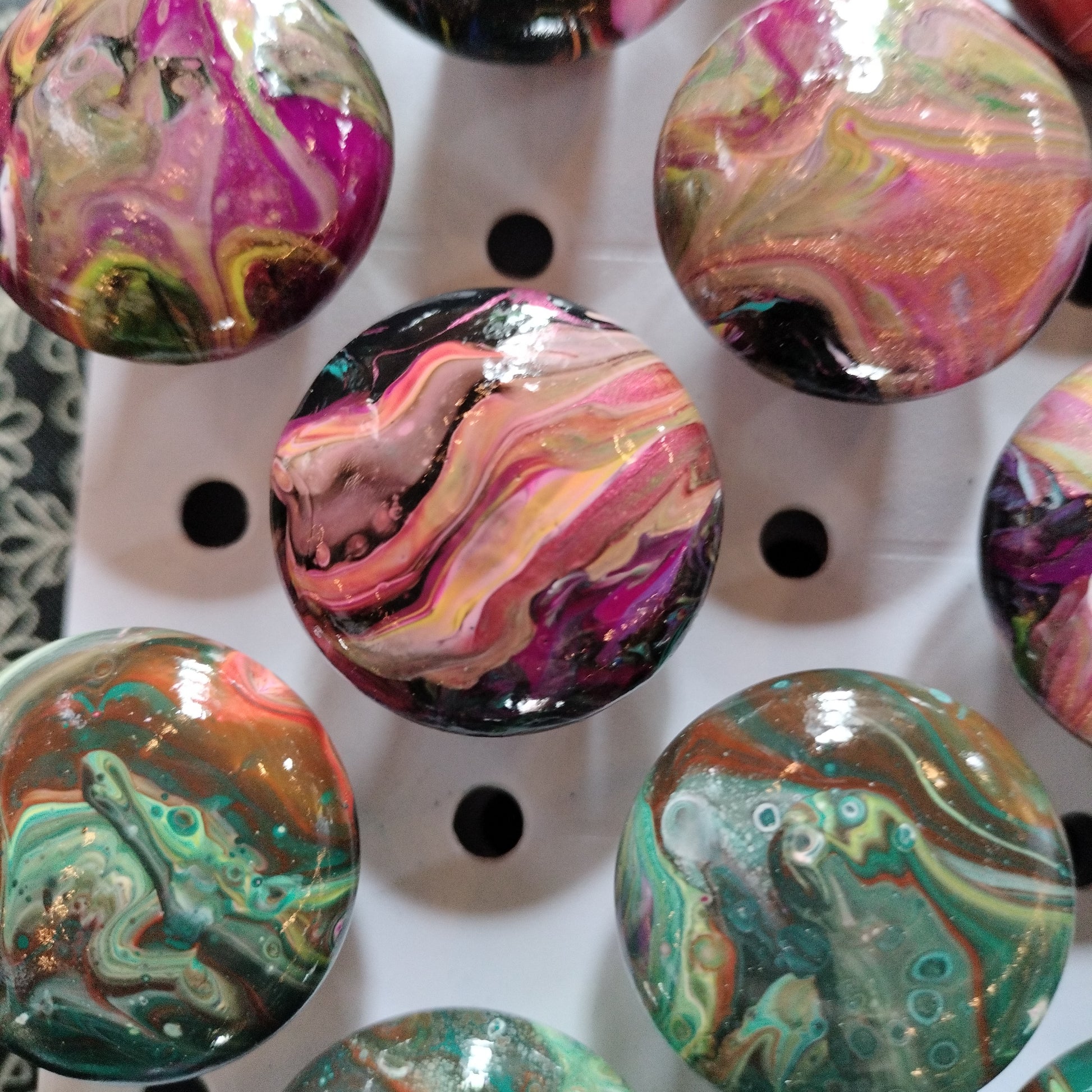 Fluid Art Drawer Knobs  from Karma Goodness Designs