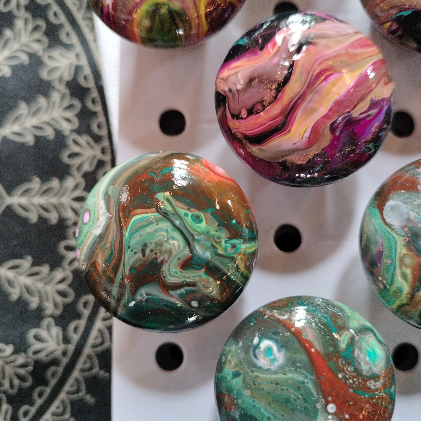 Fluid Art Drawer Knobs  from Karma Goodness Designs