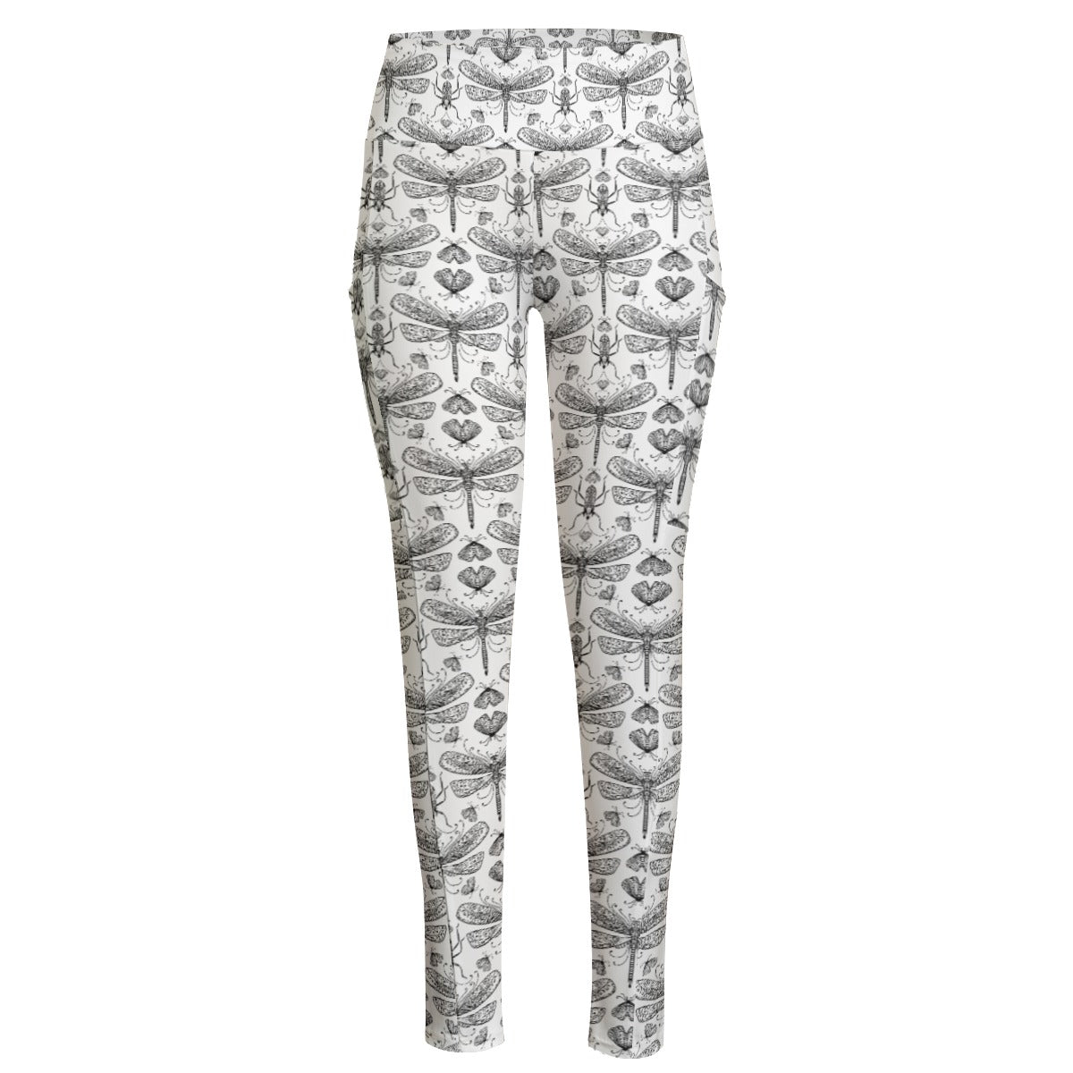 Karma Goodness Designs COLOR ME Doodle Art Women's Leggings With Side Pocket | Dragonfly