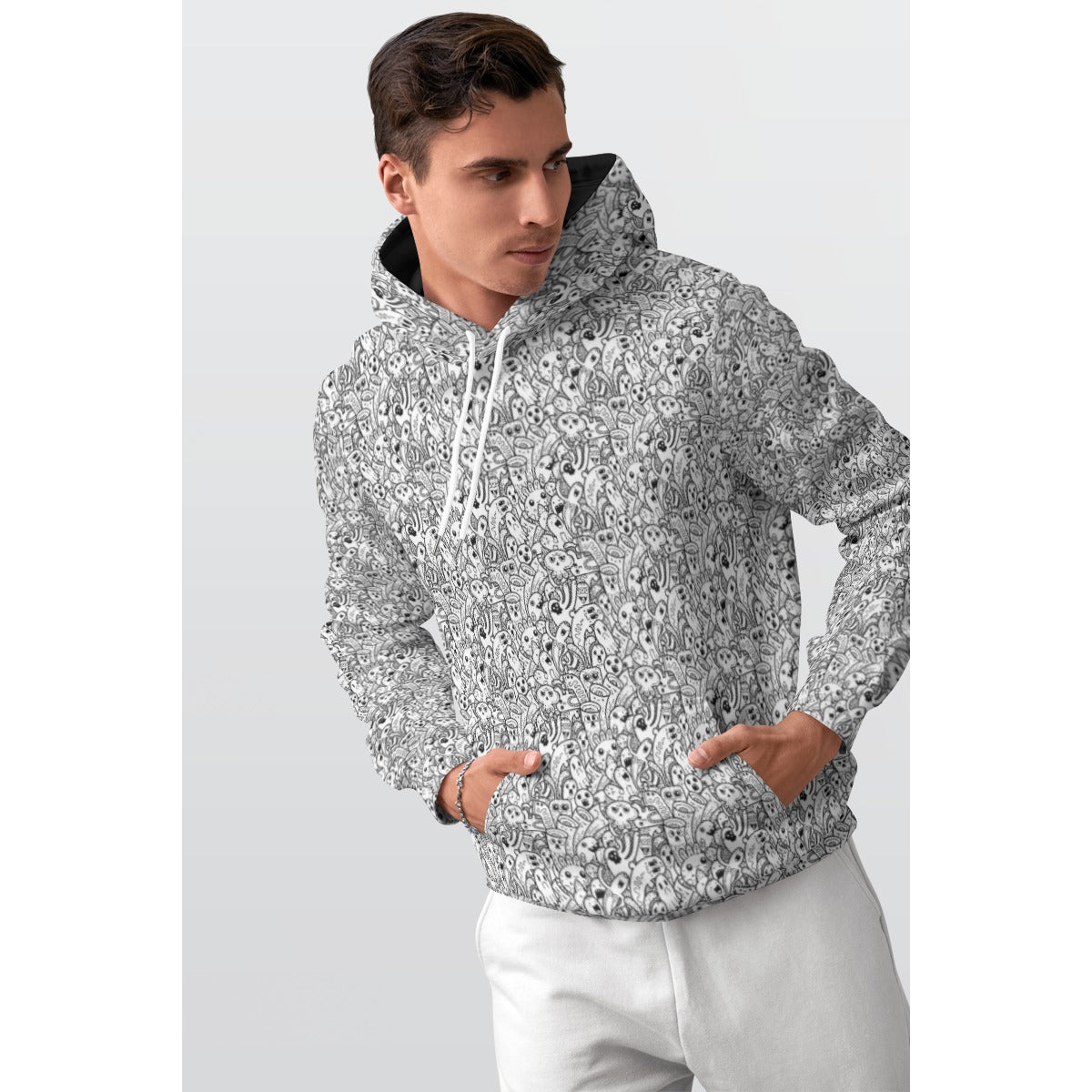 KGD COLOR ME Ghouls and Ghosts Doodle Art Hoodie