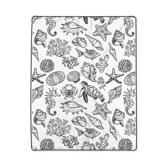 Karma Goodness Designs COLOR ME Doodle Art Collection | Ocean Polyester Blanket