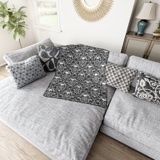 Karma Goodness Designs COLOR ME Doodle Art Collection | Gothic Skull Polyester Blanket