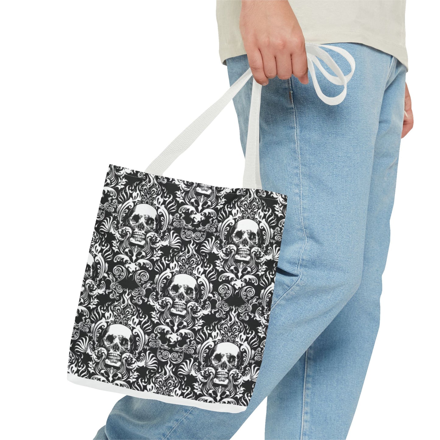 Karma Goodness Designs COLOR ME Doodle Art Collection | Skull Canvas Tote Bag