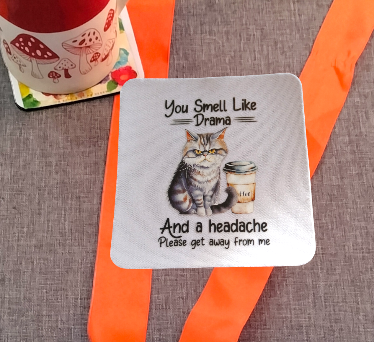 Funny Cat 2 Coaster from Karma Goodness Designs