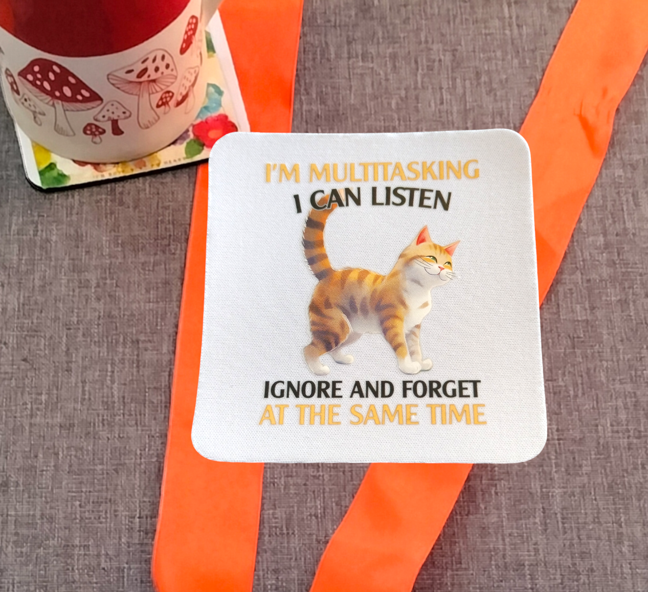 Funny Cat 2 Coaster from Karma Goodness Designs