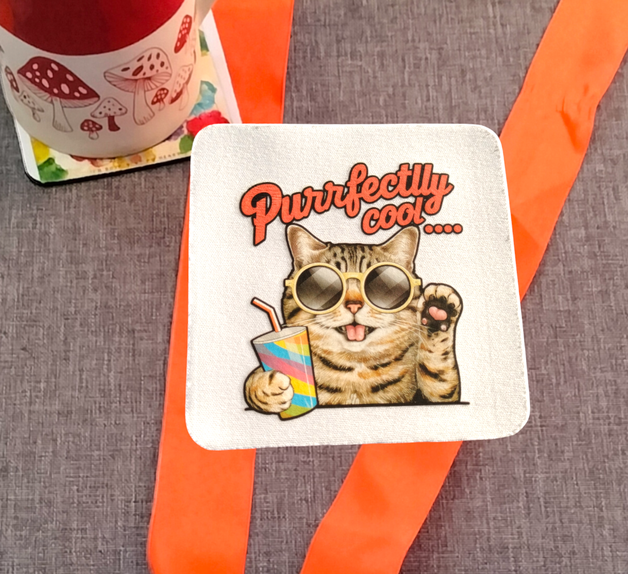 Funny Cat 1 Coaster from Karma Goodness Designs