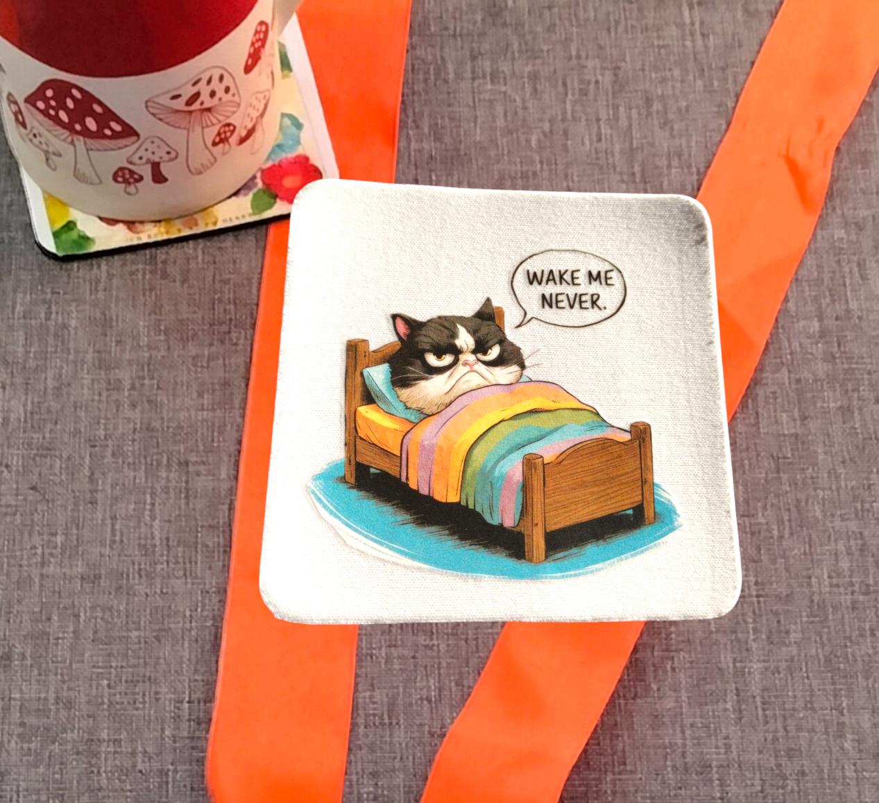 Funny Cat 1 Coaster from Karma Goodness Designs