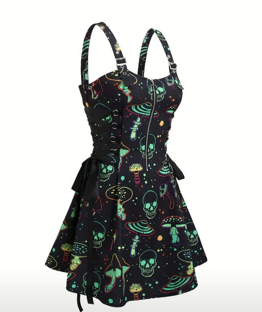 Skull and Mushroom Zipper Dress  from Karma Goodness Designs